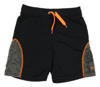 Černo-tmavošedé/melírované teplákové sportovní kraťasy s nápisy YIGGA