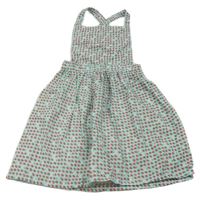 Světlemodrá plátěné laclové sukně s jahůdkami 