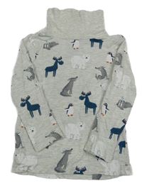 Světlešedý melírovaný rolák se zvířátky C&A