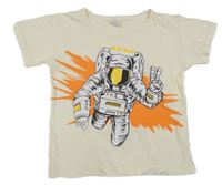 Smetanové melírované tričko s kosmonautem 