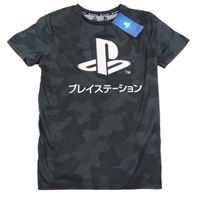 Nové - tmavošedo-černé army vzorované sportovní tričko s logem - PlayStation PRIMARK