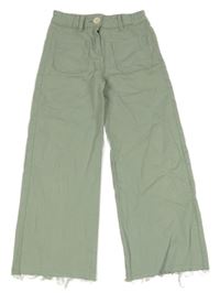 Olivové wide leg crop rifle YIGGA