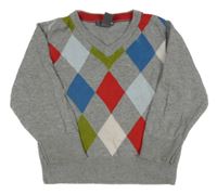 Šedo/melírovano-barevný károvaný svetr H&M