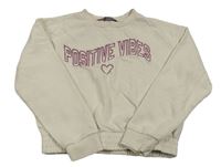 Smetanová crop mikina s nápisem a srcem Primark