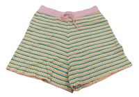 Bílo-zeleno-růžové vzorované pletené kraťasy H&M