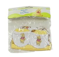 Nové - 2set - Bílá bavlněná čepice s Púem + rukavičky Disney