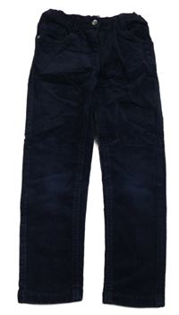 Tmavomodré manšestrové skinny kalhoty