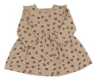 Starorůžové vzorované bavlněné šaty s volánky zn. Matalan