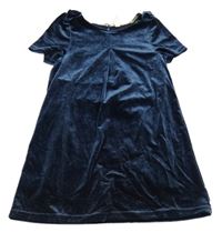 Tmavomodré třpytivé sametové šaty Primark