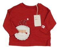 Nové - Červené pruhované triko se Santou Next