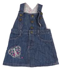 Modré riflové laclové šaty s motýlem