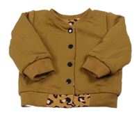 Hnědá zateplená propínací oboustranná mikina