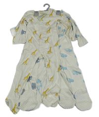 Nové - 3x smetanový overal - s žirafami + se slony + s hrochy M&S