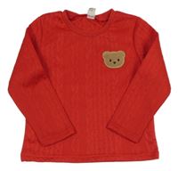 Červená vzorovaná mikina s medvědem Shein