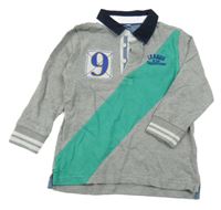 Šedo-zelené polo mikinotriko s nápisem a číslem M&S