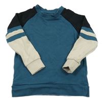 Petrolejovo-černo-béžová mikina Next