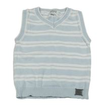 Světlemodro-bílá pruhovaná svetrová vesta Kanz