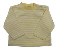 Žluto-bílé pruhované sametové triko Dimo