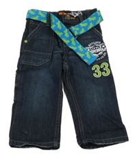 Nové - Tmavomodré rifle s číslem a páskem Bluezoo