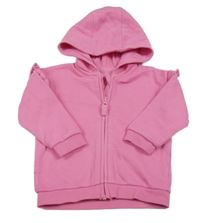 Růžová propínací mikina s volánky a kapucí George