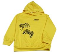 Hořčicová mikina s ovladači a kapucí Shein