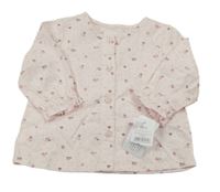 Nové - Světlerůžová puntíkatá halenka s květy Nutmeg