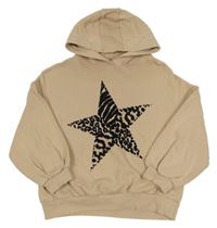 Hnědá mikina s hvězdou a kapucí Next