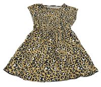 Hnědo-černé bavlněné šaty s leopardím vzorem Matalan