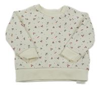 Smetanová puntíkatá mikina s květy Primark