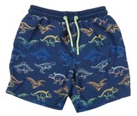Tmavomodré plážové kraťasy s dinosaury Primark
