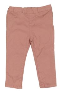 Růžové plátěné elastické kalhoty H&M