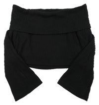 Černý žebrovaný crop top
