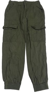 Khaki plátěné chino kalhoty s kapsami F&F