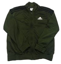 Tmavozelená sportovní propínací mikina s logem Adidas