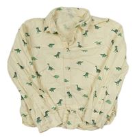 Smetanová košile se zelenými dinosaury H&M