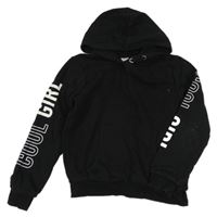 Černá crop mikina s nápisy a kapucí C&A