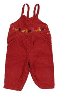 Červené laclové manšestráky s výšivkami H&M