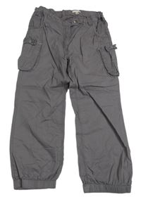 Šedé plátěné kalhoty s kapsami Vertbaudet