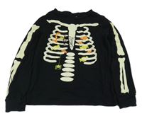 Černé pyžamové triko s kostrou a sladkostmi L&D