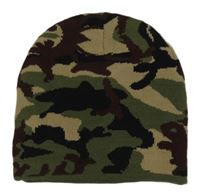 Khaki-hnědá army pletená čepice 