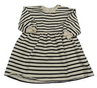 Béžovo-černé pruhované teplákové šaty H&M