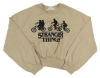 Béžová crop mikina s potiskem - Stranger things H&M