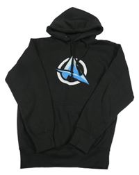 Černá mikina s potiskem a kapucí 