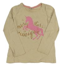 Světlebéžové triko s jednorožcem Dopodopo