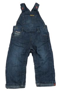 Tmavomodré laclové rifle s kapsou 