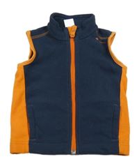 Tmavomodro-oranžová fleecová propínací vesta Decathlon