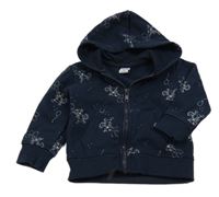 Tmavomodrá propínací mikina s tygry a kapucí Dopodopo