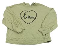 Khaki mikina se srdcem a nápisem Next