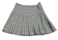 Černo-bílo-zelená kostičkovaná skládaná sukně Primark