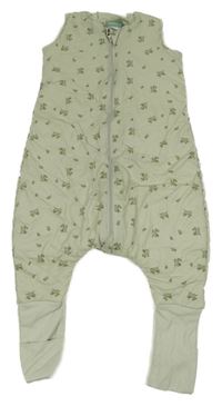 Zelený květovaný zateplený spací pytel 